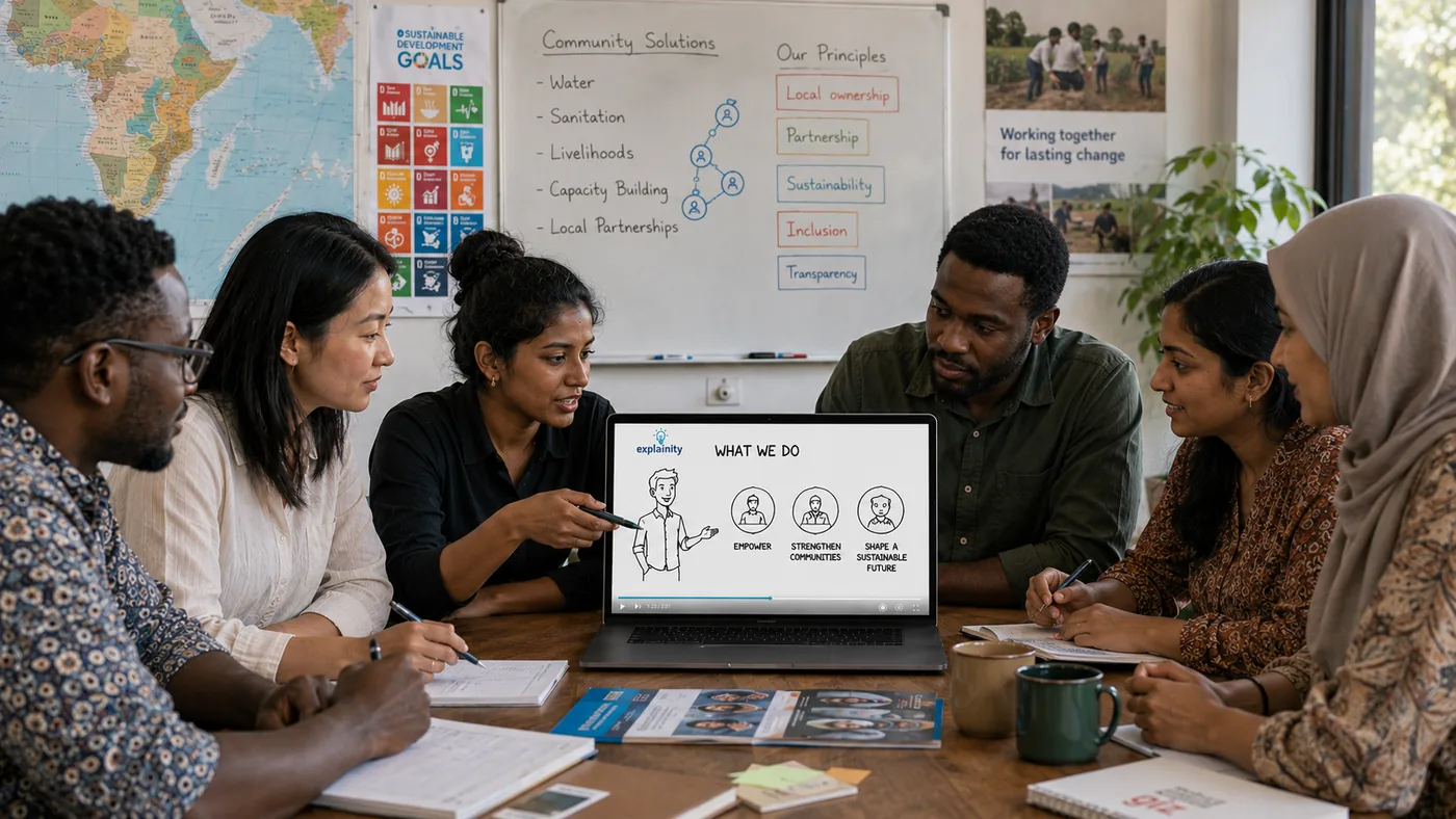 explainity Erklärvideo im Einsatz bei einem Non-Profit-Team im Workshop